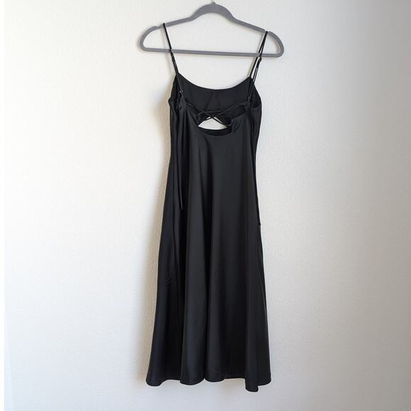 Banana Republic Black Satin Cut-Out Sleeveless Strappy Midi Maxi Dress, size 0 - Picture 2 of 9